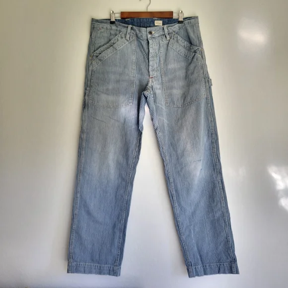 Blue Striped Denim Pants 36x34 - Picture 6 of 13